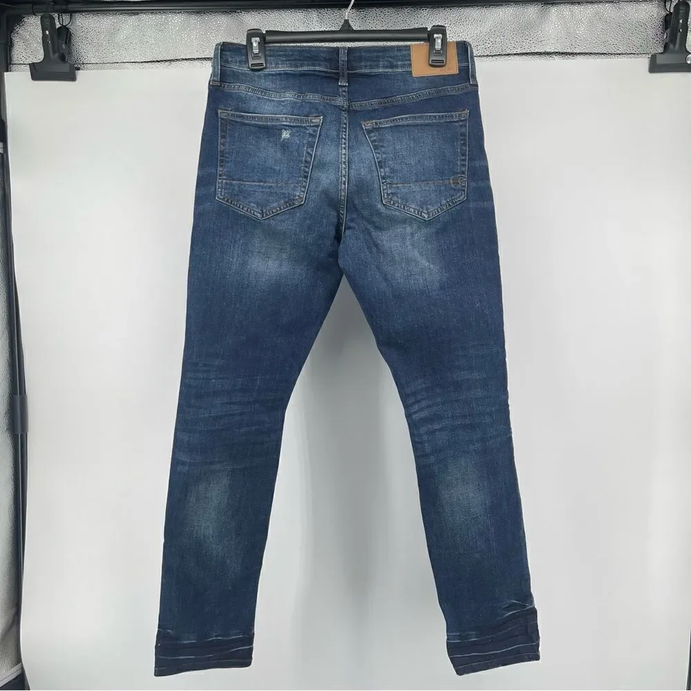 Aeropostale Men’s Blue Dark Wash Distressed Stretch Skinny Denim Jeans 30 x 30